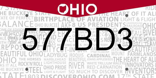 577BD3 Ohio License Plate