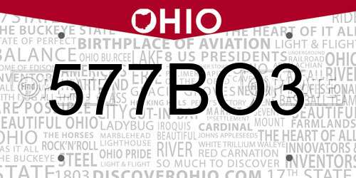 577BO3 Ohio License Plate