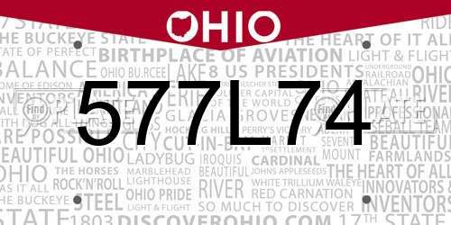 577L74 Ohio License Plate