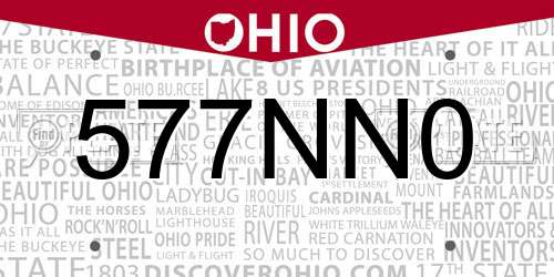 577NN0 Ohio License Plate