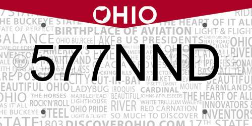 577NND Ohio License Plate