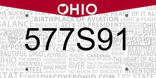 577S91 Ohio License Plate