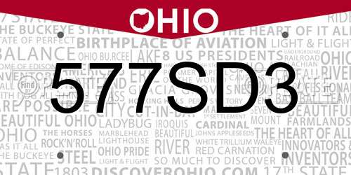 577SD3 Ohio License Plate