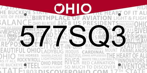 577SQ3 Ohio License Plate