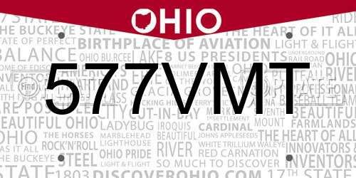 577VMT Ohio License Plate