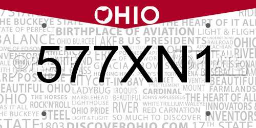 577XN1 Ohio License Plate