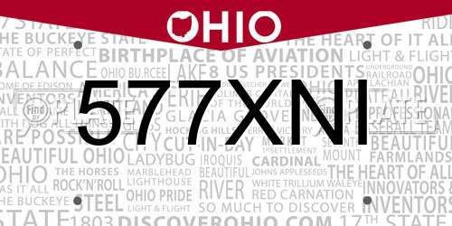 577XNI Ohio License Plate