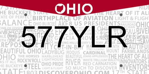577YLR Ohio License Plate