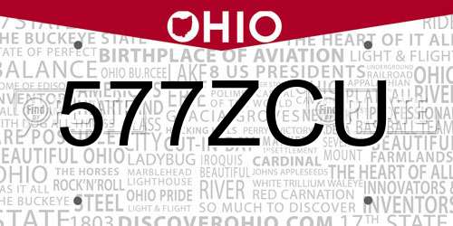577ZCU Ohio License Plate