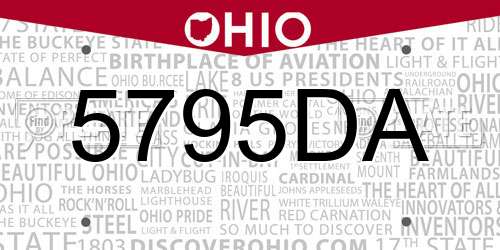 5795DA Ohio License Plate