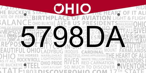 5798DA Ohio License Plate