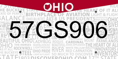 57GS906 Ohio License Plate