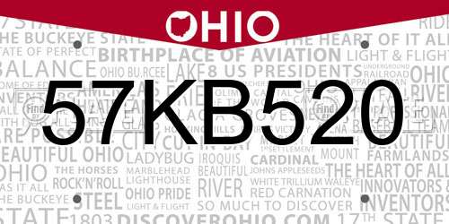 57KB520 Ohio License Plate