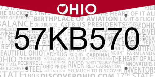 57KB570 Ohio License Plate