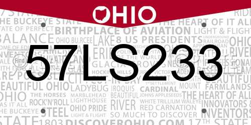 57LS233 Ohio License Plate
