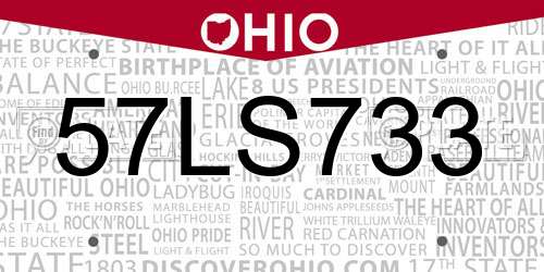 57LS733 Ohio License Plate