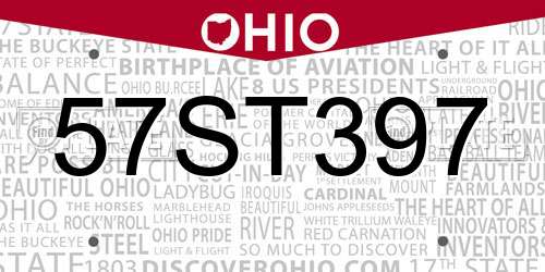 57ST397 Ohio License Plate
