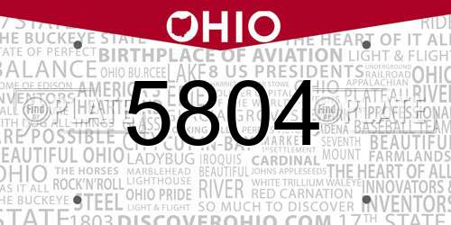 5804 Ohio License Plate
