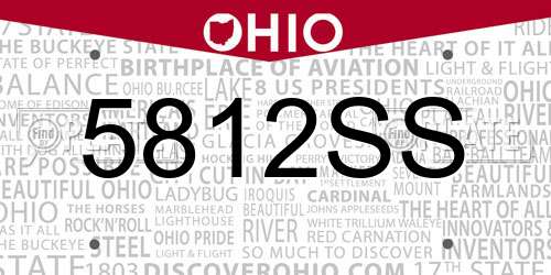 5812SS Ohio License Plate
