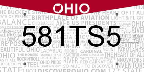 581TS5 Ohio License Plate