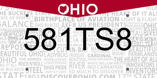 581TS8 Ohio License Plate