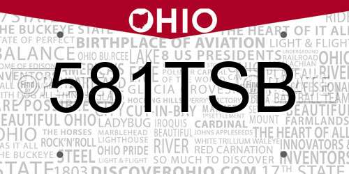 581TSB Ohio License Plate