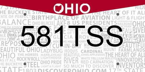 581TSS Ohio License Plate