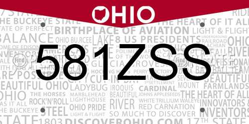 581ZSS Ohio License Plate