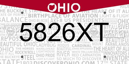 5826XT Ohio License Plate
