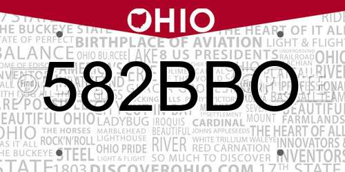 582BBO Ohio License Plate
