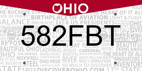 582FBT Ohio License Plate