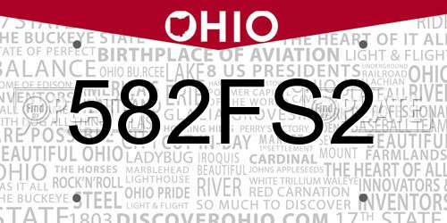 582FS2 Ohio License Plate