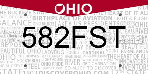 582FST Ohio License Plate