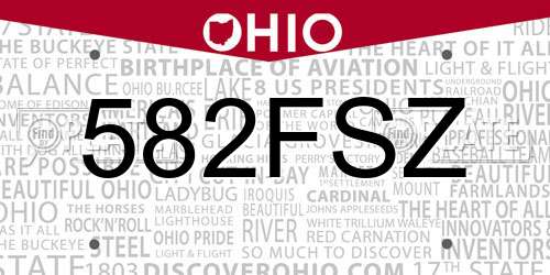 582FSZ Ohio License Plate