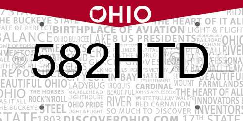 582HTD Ohio License Plate