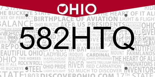 582HTQ Ohio License Plate
