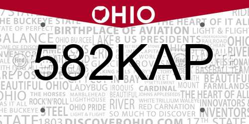 582KAP Ohio License Plate