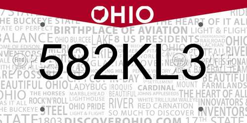 582KL3 Ohio License Plate