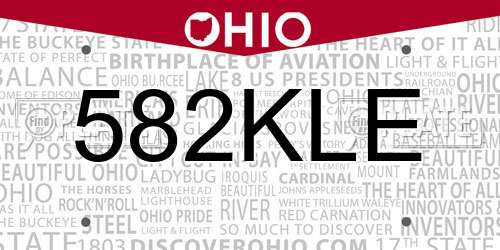 582KLE Ohio License Plate