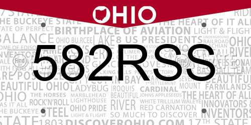582RSS Ohio License Plate