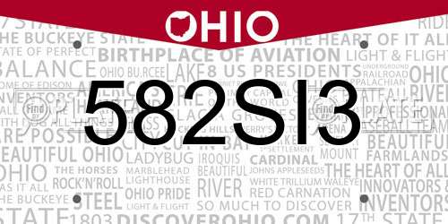 582SI3 Ohio License Plate