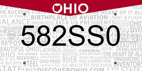 582SS0 Ohio License Plate