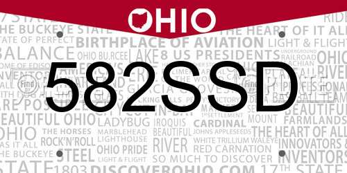 582SSD Ohio License Plate