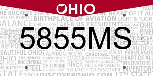 5855MS Ohio License Plate