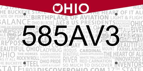 585AV3 Ohio License Plate