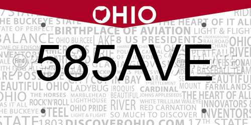 585AVE Ohio License Plate