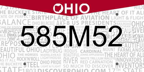 585M52 Ohio License Plate