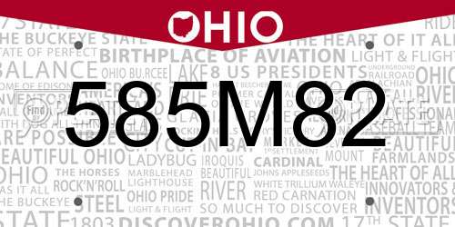 585M82 Ohio License Plate