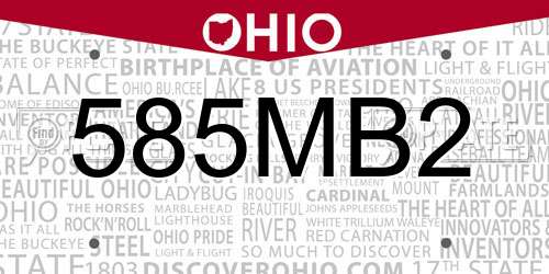 585MB2 Ohio License Plate