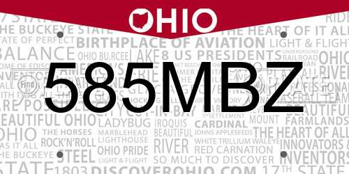 585MBZ Ohio License Plate